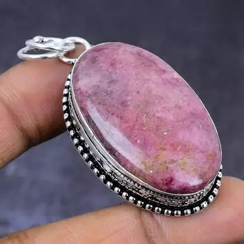Pink Thulite Gemstone 925 Steling Silver Jewelry Pendant 2.25 j4D33