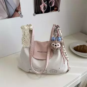 Pink tote bag women s 2025 new large-capacity student class shoulder bag sweet and cute backpack