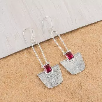 Pink Tourmaline Gemstone 925 Sterling Silver Handcrafted Jewelry Earrings 2.2 EE-68-9