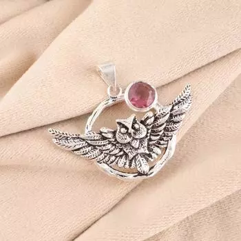 Pink Tourmaline Gemstone 925 Sterling Silver Jewelry Handcrafted Pendant 1.48 CP-17-36