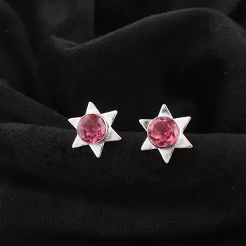 Pink Tourmaline Gemstone 925 Sterling Silver Jewelry Handmade Stud Earrings0.44 EE-175-12