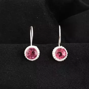 Pink Tourmaline Gemstone 925 Sterling Silver Jewelry Handcrafted Earrings 0.93 EE-177-15
