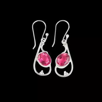 Pink Tourmaline Gemstone 925 Sterling Silver Jewelry Handcrafted Earrings 1.60 EE-49-18
