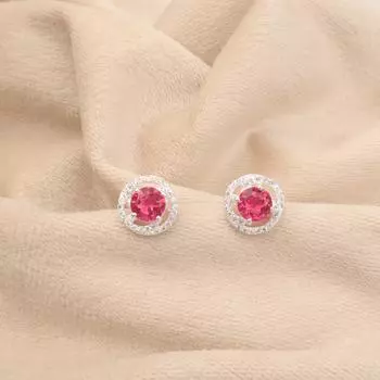 Pink Tourmaline Gemstone 925 Sterling Silver Jewelry Zircon Studs Earrings 0.41 CZE-8-4