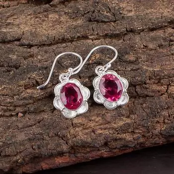 Pink Tourmaline Gemstone 925 Sterling Silver Jewelry Drop/Dangle Earrings 1.30 EE-11-18