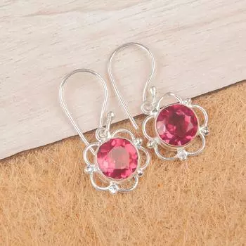Pink Tourmaline Gemstone 925Sterling Silver Jewelry Handmade Drop Earrings 1.40 EE-56-13