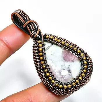 Pink Tourmaline Gemstone Handmade Copper Wire Wrap Jewelry Pendant 2.36 2.36 розовый