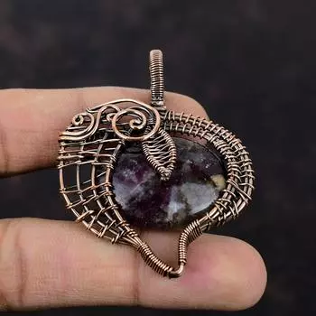Pink Tourmaline Pendant Copper Wire Wrapped Pendant Handmade Ethnic Jewelry Women Pendant Copper Wire Wrap Jewelry Gemstone Pendant For Gift