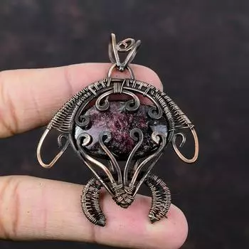 Pink Tourmaline Pendant Copper Wire Wrapped Pendant Tortoise Pendant Copper Jewelry Gemstone Pendant Handmade Wire Wrap Jewelry Wedding Gift