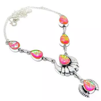 Ювелирное ожерелье из серебра 925 пробы с розовым триплетным опалом 18 дюймов Q5u50 розовый