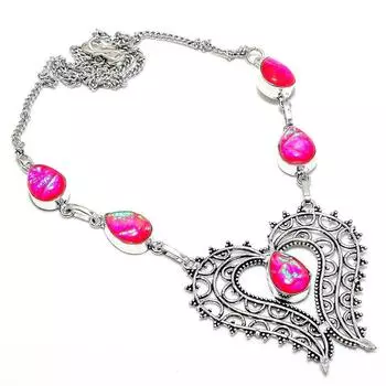 Pink Triplet Opal Gemstone 925 Sterling Silver Jewelry Necklace 18 h4d34 розовый