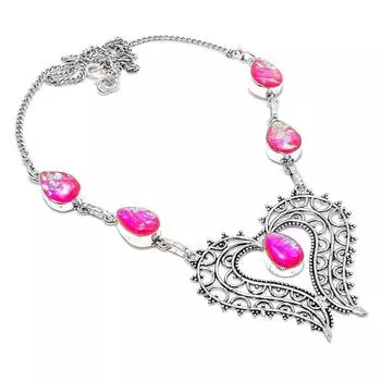 Pink Triplet Opal Gemstone 925 Sterling Silver Jewelry Necklace 18 r8F40 розовый