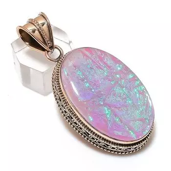 Pink Triplet Opal Gemstone Handmade Copper Jewelry Pendant 2.21 E8w11