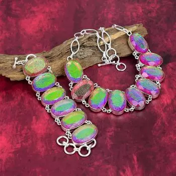 Ювелирные изделия ручной работы из розового триплетного опала с драгоценными камнями, ювелирные изделия из цельного серебра 925 пробы, великолепный комплект украшений для браслета и ожерелья для сестры Adjustable With 8 -18 розовый