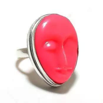 Pink Turquoise Gemstone Handmade 925 Sterling Silver Jewelry Ring Size 6.5 C6p83