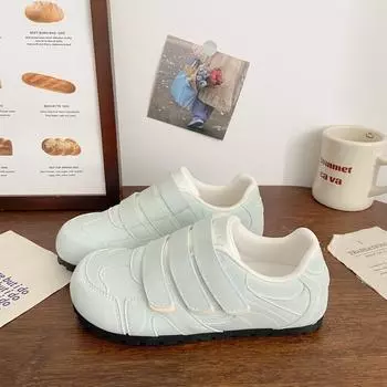 Pink Velcro board shoes women s spring and summer new niche design ballet Forrest Gump little white shoes 35 синий