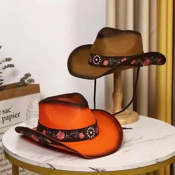Розовая ковбойская шляпа в стиле вестерн, летняя солнцезащитная шляпа, соломенная шляпа для мужчин и женщин, ковбойская шляпа, сомбреро, хомбре M55-58cm