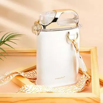 PINKAH Летняя квадратная соломенная чашка модный тренд женский уличный портативный пластиковый чайник градуированный кобура плечевой ремень синий