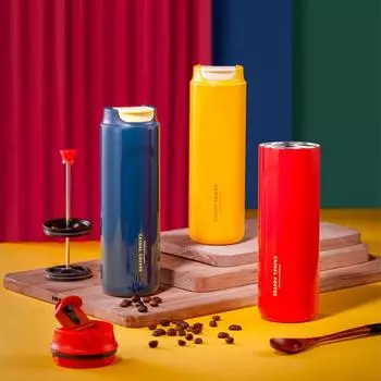 PINKAH Outdoor 316 Stainless Steel Coffee Press Pot Portable Insulation Coffee Pot Pressure Rod Extraction Thermos Cup красный