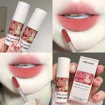 PINKCOCO Cool Gray Rose Lip Glaze — матовый финиш, легкая помада для ежедневного ношения с низкой насыщенностью 01# nebula purple