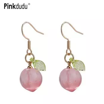 Pinkdudu 2023 градиентные розовые персиковые серьги-капли романтические милые легкие роскошные стеклянные серьги с фруктами для женщин ювелирные изделия PD1482 розовый