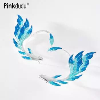 Pinkdudu 2023 летние синие серьги-клипсы с хвостом золотой рыбки, романтическая сказка, милые роскошные винтажные серьги для женщин, ювелирные изделия PD1222 синий