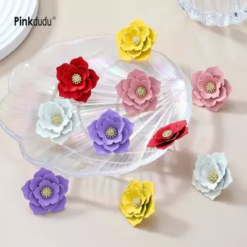 Pinkdudu цинковый сплав с распылением окрашенные цветочные серьги-гвоздики элегантные серьги для женщин PD2157 one size фиолетовый