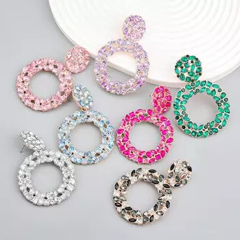 Pinkdudu европейские американские серьги-подвески из сплава со стразами, многослойные, преувеличенные круглые серьги PD2189 серебряный