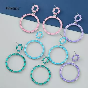 Pinkdudu европейско-американские модные многослойные круглые серьги из сплава с бриллиантами, геометрические серьги Niche Personality PD2163 one size зелёный