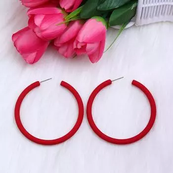 Pinkdudu Exaggerated Acrylic Hoop Earrings Simple Oversize C Shaped Earrings Colorful Dangle Earrings PD2229 красный