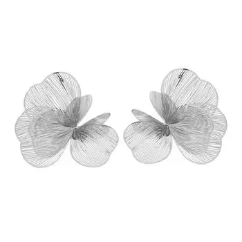 Pinkdudu Flower Zinc Alloy Stud Earrings Silver Plated Hollow Out Earrings Simple Casual Earring PD2209 серебряный