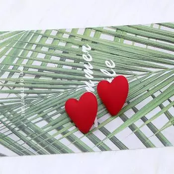 Pinkdudu Heart Shape Cute Stud Earrings Acrylic Mini Colorful Earring Simple Casual Fashion Jewelry PD2233 M красный