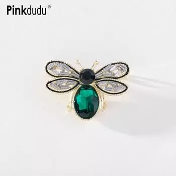 Pinkdudu, корейская модная зеленая стеклянная брошь в виде пчелы, 2023, милая роскошная очаровательная брошь в виде насекомых, булавки для женщин, ювелирные изделия, подарки PD1224