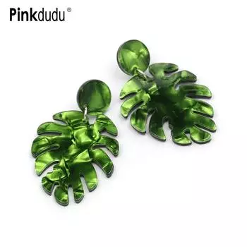 Pinkdudu корейский стиль акриловые серьги-капли в виде листьев пляжные праздничные индивидуальные висячие серьги в стиле бохо для женщин ювелирные изделия подарки PD1104 зелёный