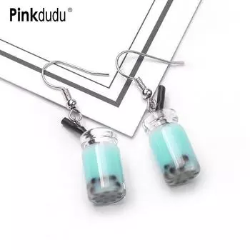 Pinkdudu корейский жемчуг, чашка чая с молоком, серьги-капли, индивидуальные 7 цветов, акриловые серьги в форме бутылки напитка для женщин, ювелирные изделия PD1405 кофейный