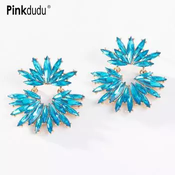 Pinkdudu красочные серьги-гвоздики со стразами, индивидуальные модные серьги-гвоздики из сплава с кристаллами для женщин, ювелирные изделия PD1597 фиолетовый