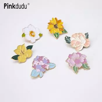 Pinkdudu креативная маленькая брошь с разноцветным эмалированным цветком, модная милая брошь с подсолнухом, лилией и пионом для женщин, ювелирные изделия PD1562