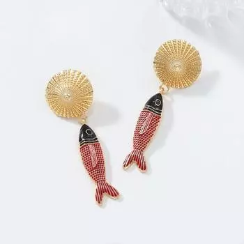 Pinkdudu Летние серьги BOHO из сплава цинка с ракушками и рыбами, модные серьги-капли, женские украшения PD2250 красный