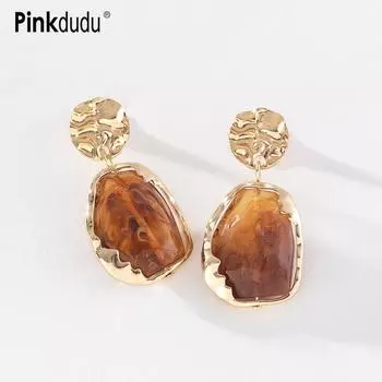 Pinkdudu Личность 3 цвета нерегулярные серьги-капли из смолы преувеличенные креативные геометрические серьги для женщин ювелирные изделия PD1291 жёлтый