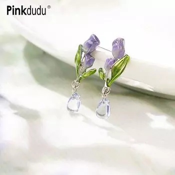 Серьги-капли Pinkdudu Sweet Purple Tulip, романтические, милые, с эмалевым цветком, серьги для женщин, ювелирные изделия, подарки PD1518 фиолетовый