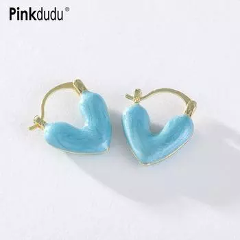 Pinkdudu милые серьги-гвоздики с розовым сердцем и глазурью, романтические роскошные креативные серьги-кольца из смолы бежевого цвета для женщин, ювелирные изделия PD1268 розовый