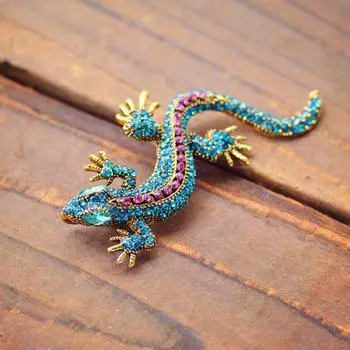 Pinkdudu модная брошь в виде геккона из сплава, инкрустированная стразами, ретро цветная брошь с изображением животного для женщин, ювелирные аксессуары, подарки PD532 темно-синий