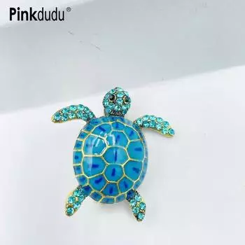 Pinkdudu модная креативная брошь в виде черепахи с изображением животного, индивидуальная брошь с эмалью и цирконом для женщин, ювелирные изделия PD1567 синий