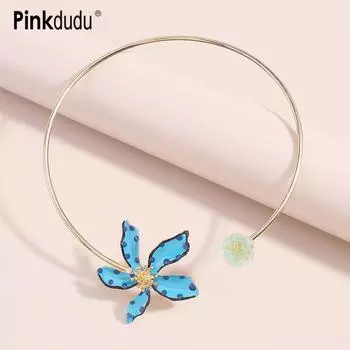 Pinkdudu модное многоцветное ожерелье с цветком, простой дизайн с регулируемым отверстием, позолоченное ожерелье для женщин, ювелирные изделия, подарки PD1183 белый