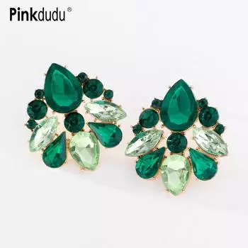 Pinkdudu модные 2023 новые 4 цвета стеклянные серьги-гвоздики с геометрическим рисунком элегантные роскошные серьги-гвоздики с инкрустацией цирконом для женщин ювелирные изделия PD1289 белый