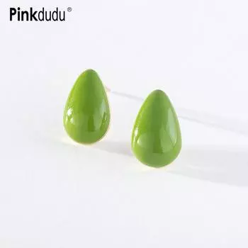 Pinkdudu модные 2 цвета серьги-гвоздики с семенами дыни романтические простые креативные серьги с геометрическим рисунком для женщин PD1428 зелёный