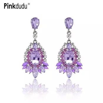 Pinkdudu модные 3 цвета блестящие серьги-капли со стразами и цветами романтические роскошные геометрические серьги для женщин ювелирные изделия PD1559