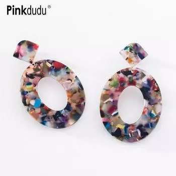 Pinkdudu, модные 6 цветов, 6 цветов, акриловые овальные серьги-капли, преувеличенные креативные круглые серьги для женщин, ювелирные изделия, подарки PD1283 фиолетовый