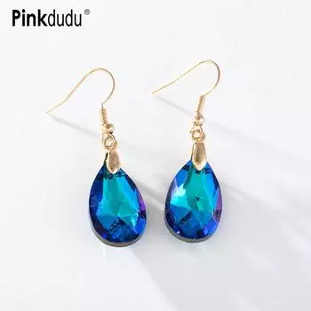 Pinkdudu, модные 6 цветов, серьги-капли со стразами, романтические элегантные геометрические серьги для женщин, ювелирные изделия, подарки PD1407 фиолетовый