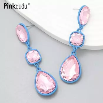 Pinkdudu модные 6 цветов серьги-капли со стразами элегантные креативные многослойные геометрические серьги для женщин ювелирные изделия PD1319 розовый